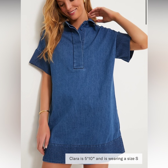 Denim Trapunto Stitch Sofia Shirt Dress